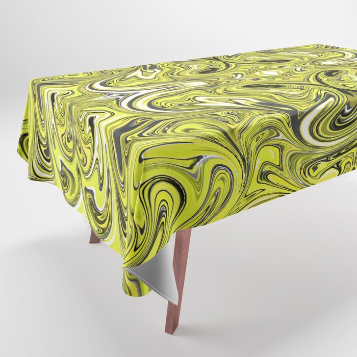 Yellow and black swirl abstract design Tablecloth
