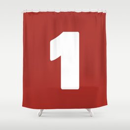 1 (White & Maroon Number) Shower Curtain