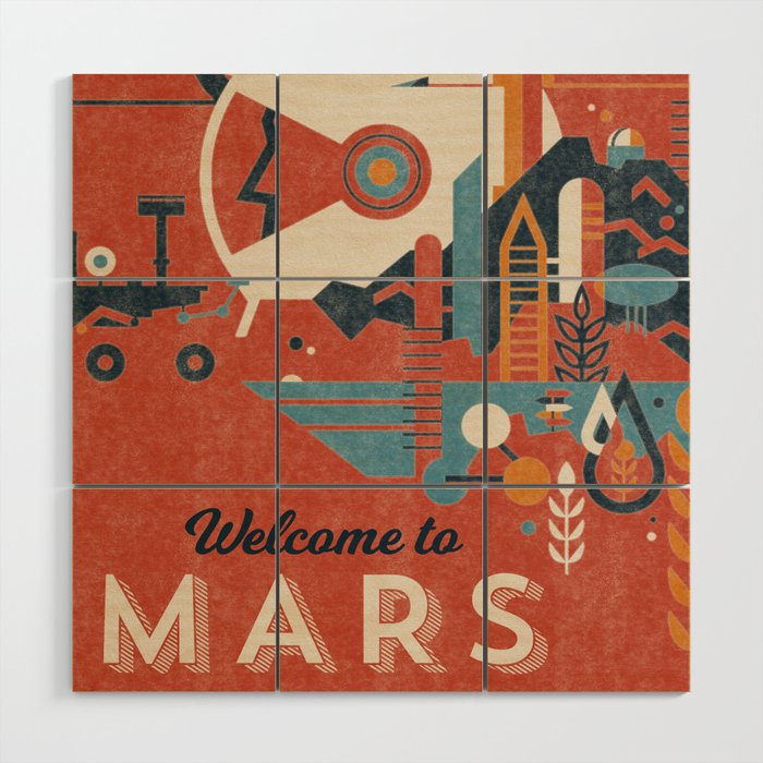 Welcome to Mars - Vintage space poster #9 Wood Wall Art
