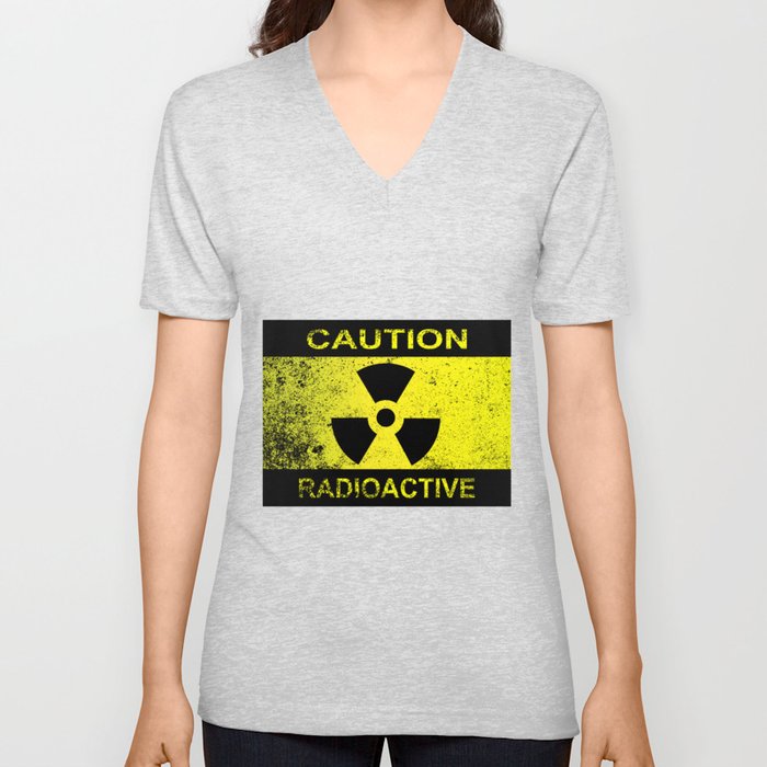 Caution Radioactive Sign V Neck T Shirt