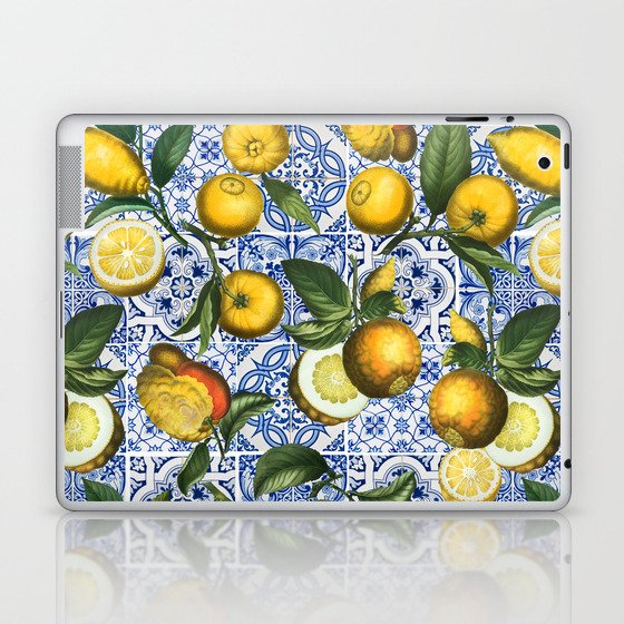 Portuguese Vintage Summer Tiles And Lemons Laptop & iPad Skin