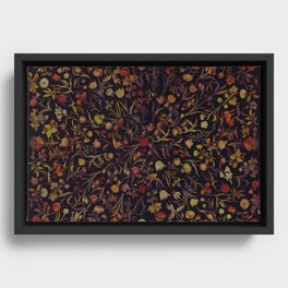 Exotic Garden - Midnight Exploding Flowers Tapestry Framed Canvas