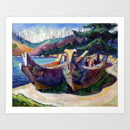 Emily Carr First Nations War Canoes in Alert Bay Art Print