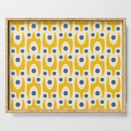 Mid Century Modern Abstract Pattern 641 Googie Yellow and Blue Serving Tray