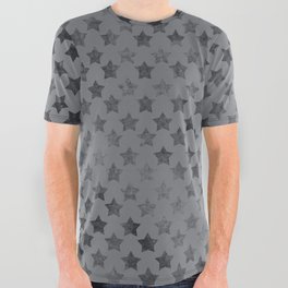 Grey black retro stars All Over Graphic Tee