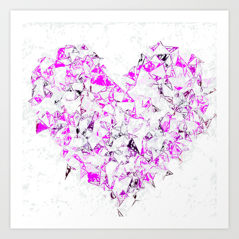 Pink Heart Shape Abstract With White Abstract Background Art Print