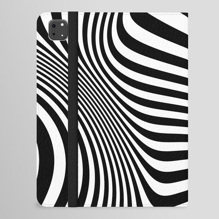 Retro Shapes And Lines Black And White Optical Art iPad Folio Case