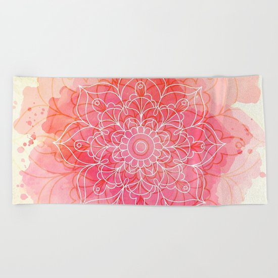 Pink Watercolor Mandala #lifestyle #society6 Beach Towel