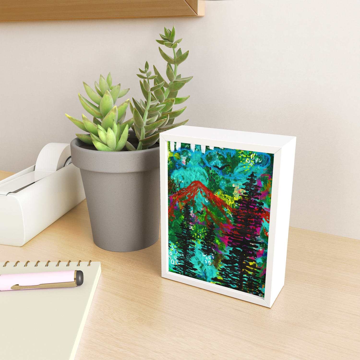 Go Wild Mountain Abstract Painting Framed Mini Art Print By