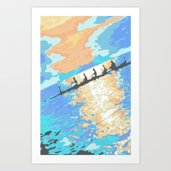 Rowing at dawn Art Print