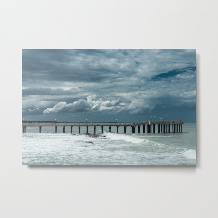 Storm over the pier of Miramar. Metal Print