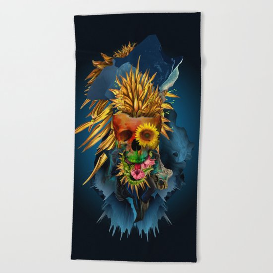 Floral Skull Vivid III Beach Towel