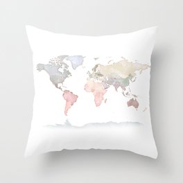 Pastel Minimalist Map of the World Throw Pillow