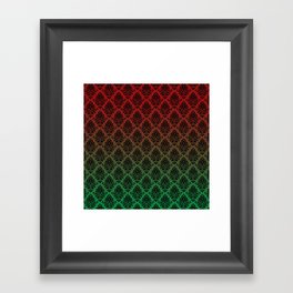 Black damask pattern gradient 9 Framed Art Print