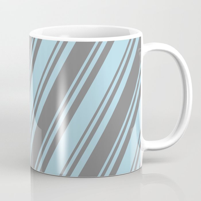 Light Blue and Grey Colored Lined/Striped Pattern Coffee Mug