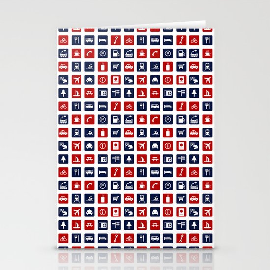 Travel Icons in RWB Stationery Cards