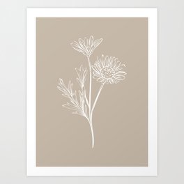 6-2016-2, Light & Dark Beige, Floral Botanical Flower art, Plant Leaves, Boho decor, Art Print