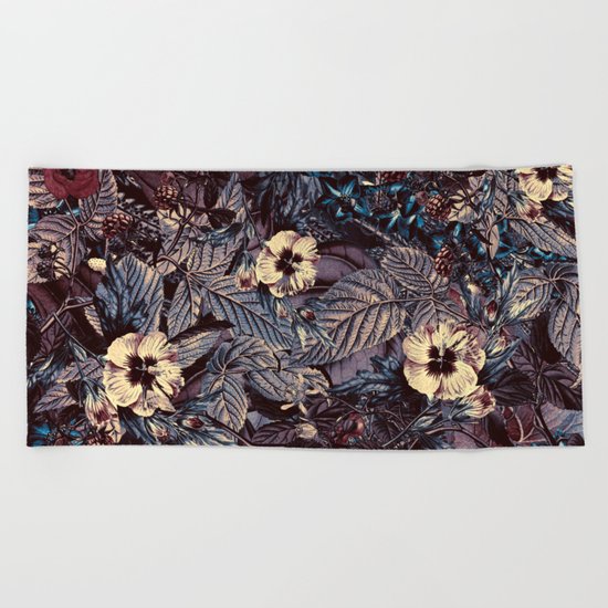 dark flowers Beach Towel