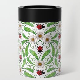 Ladybugs & Daisies - Cute Floral Bug Pattern with Ladybirds Can Cooler
