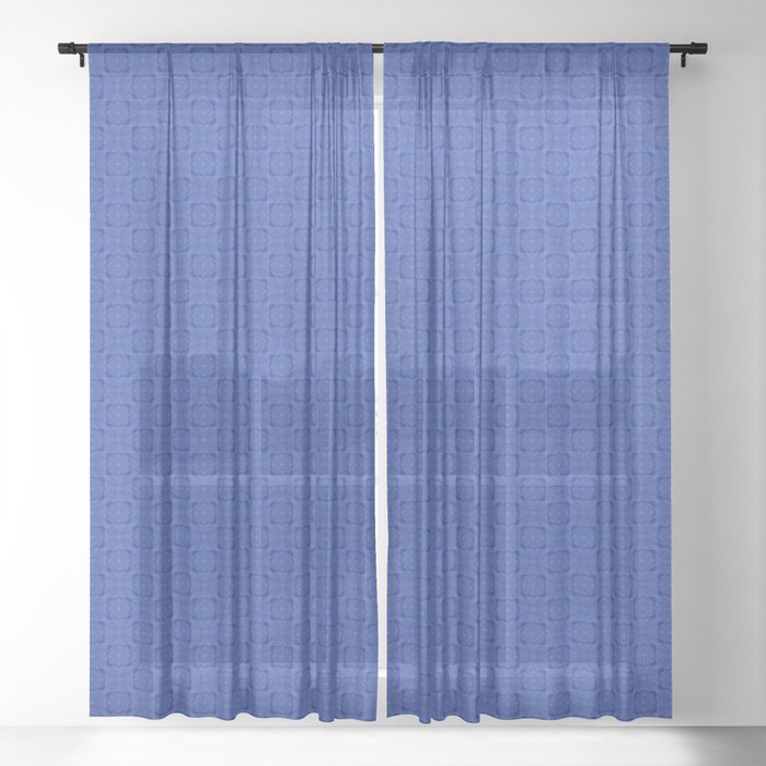 Cobalt Blue Pattern 1 by ValerieAmber @valerieamberch Sheer Curtain