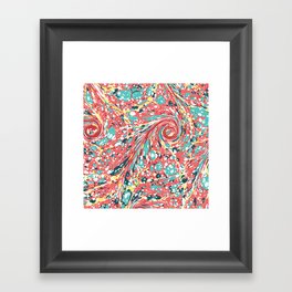 Boho bubbles and twirl pattern pink and blue Framed Art Print