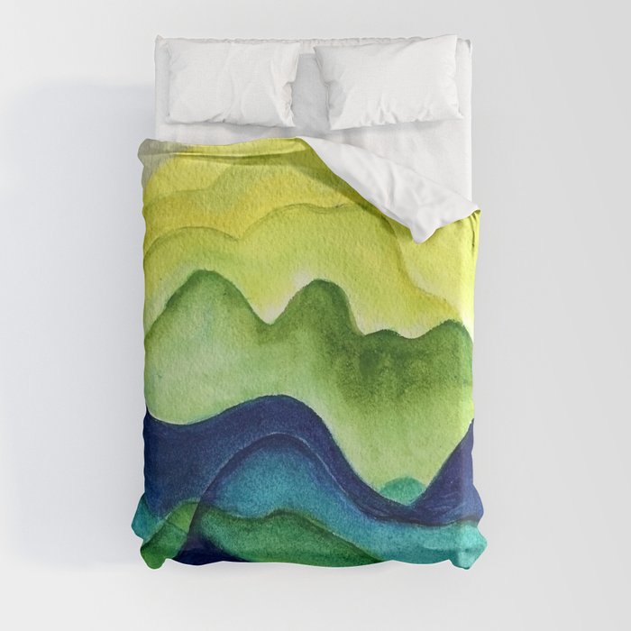 Abstract in Yellow, Green and Blue Duvet Cover