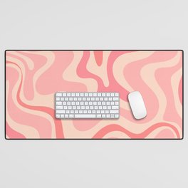 Retro Liquid Swirl Abstract in Soft Pink Desk Mat