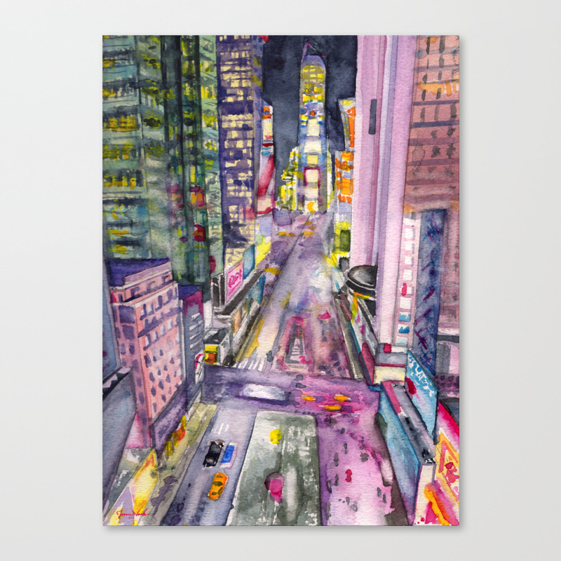 Locomotion Hand Painted Watercolor Print Of New York S Time
