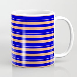 Brown & Blue Colored Striped/Lined Pattern Coffee Mug | Abstract, Striped, Graphicdesign, 2Colors, Stripedpattern, Minimalist, Stripespattern, Basic, Blue, Simple 