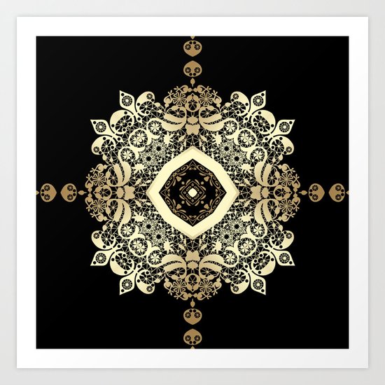 Golden Eastern ornament . Art Print