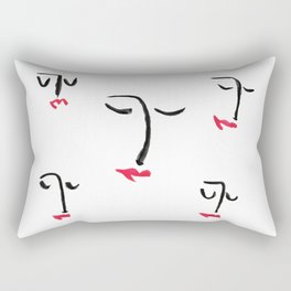 Faces with Red Lips Rectangular Pillow