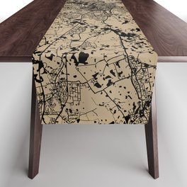 England, Preston Map - Vintage Linocut City Maps Table Runner