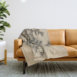 Bamboo Branches Traditional Japanese Flora Throw Blanket