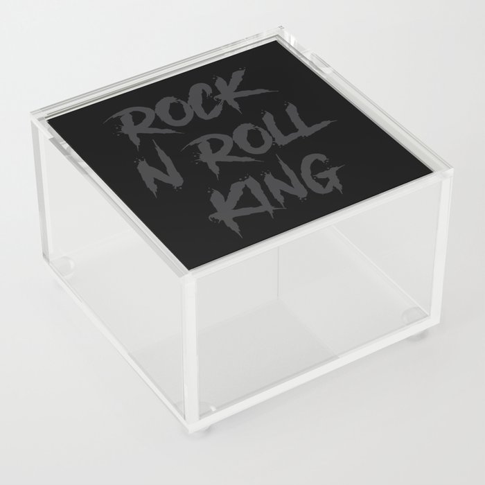 Rock and Roll King Typography Black Acrylic Box