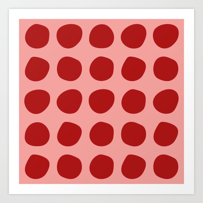 Irregular Polka Dots pink and red Art Print