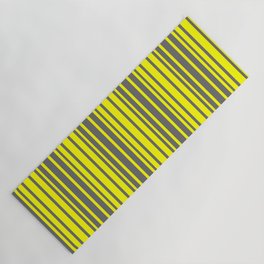 [ Thumbnail: Yellow and Dim Grey Colored Stripes/Lines Pattern Yoga Mat ]