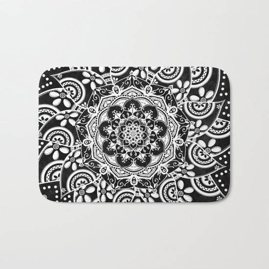 Spirit Within Black & White Patterned Mandala Bath Mat
