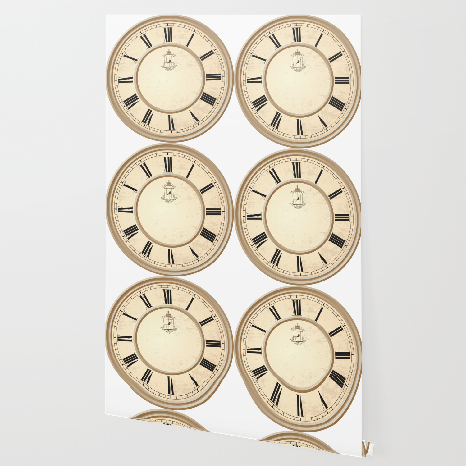 Classy Vintage Birdcage Decorative Clock Wallpaper By