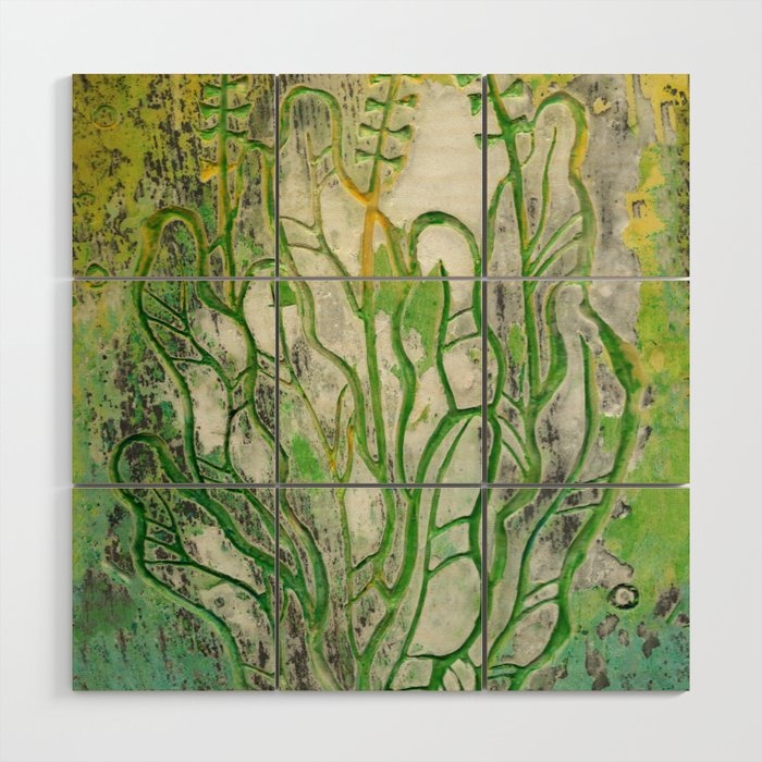 Summer Herbs, Abstract Floral, Stone Texture Wood Wall Art