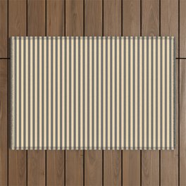 [ Thumbnail: Beige & Dim Gray Colored Pattern of Stripes Outdoor Rug ]