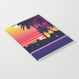 Flaming Sunset 80s Synthwave Notebook