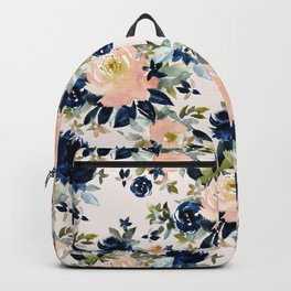 LANGUID AF Romantic Sexy Floral Backpack | Watercolor, Indigo, Limegreen, Flowers, Pattern, Painting, Roses, Sexy, Floral, Blush 