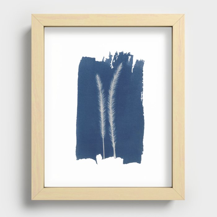 Jackie Partridge Art - Wheat- Cyanotype Recessed Framed Print