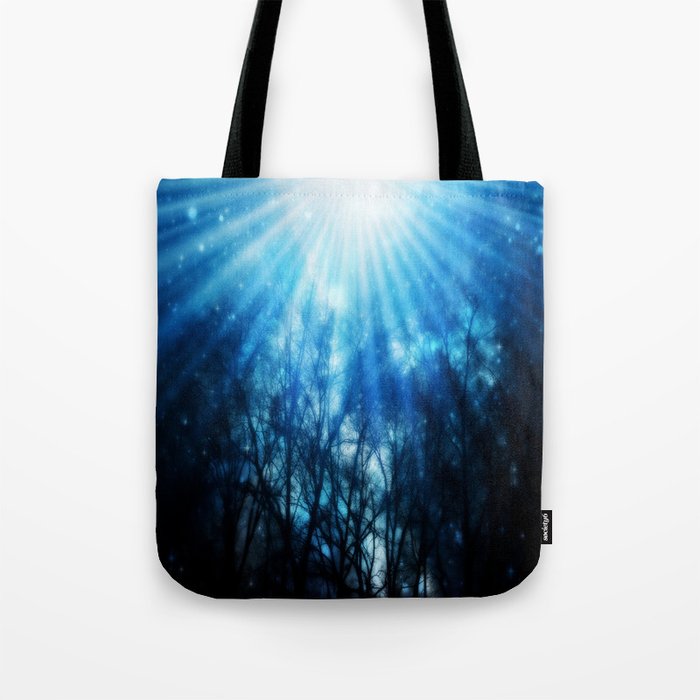 There Is Hope In the Light : Black Trees Blue Space Tote Bag