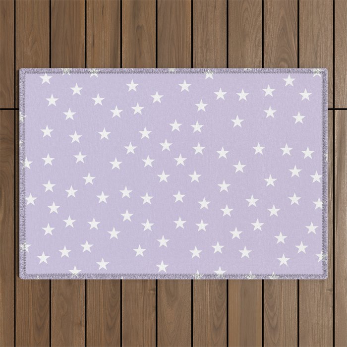 Lilac background with white stars seamless pattern Outdoor Rug