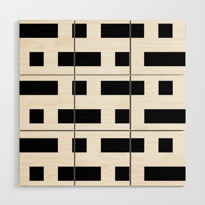 Black and White Dotted Line Design Wood Wall Art