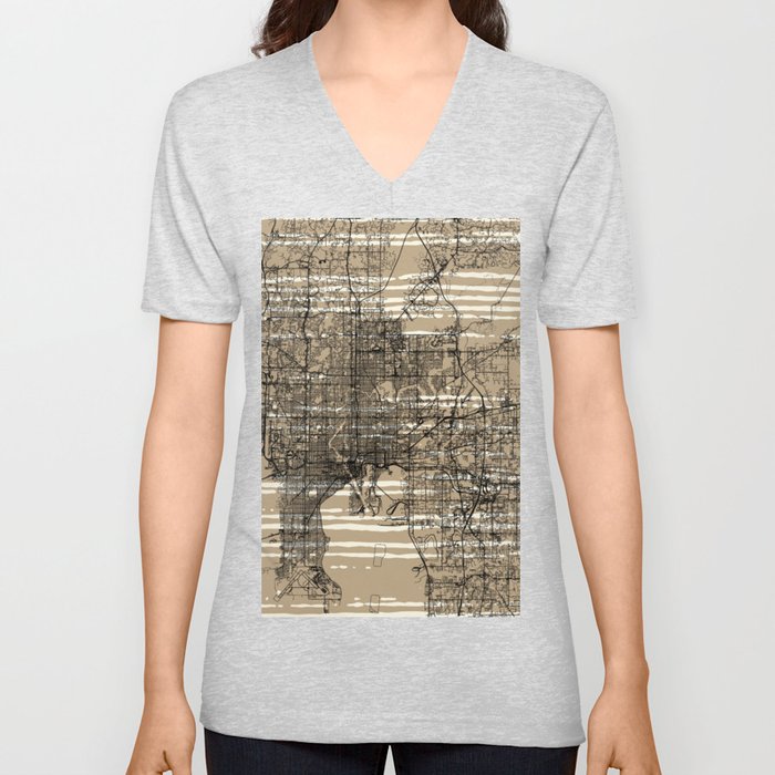 Tampa, Florida - Vintage City Map V Neck T Shirt