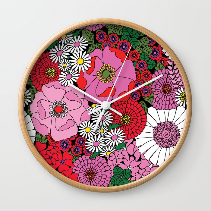 Vintage Florals Geranium Wall Clock
