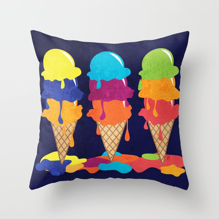 Colorful Ice Cream  Throw Pillow