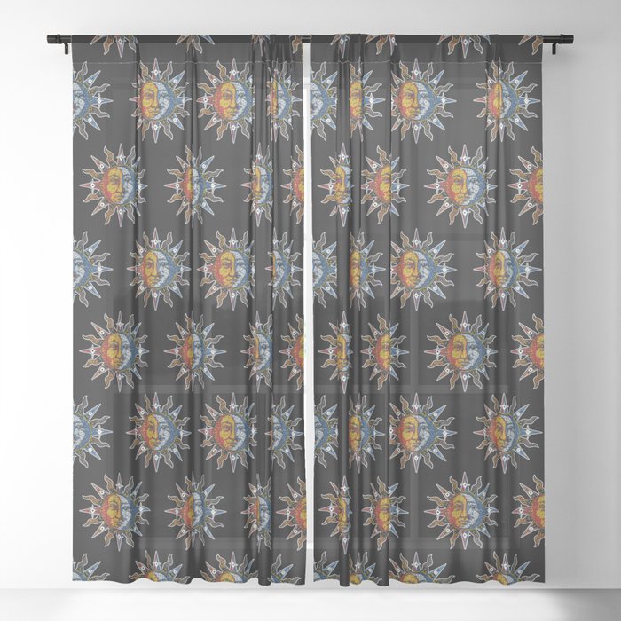 Celestial Mosaic Sun And Moon Sheer Curtain By Sandersart Society6 Celestial Mosaic Sun And Moon Sheer Curtain